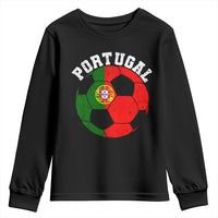 Portugal Soccer Youth Sweatshirt Portuguese Flag Soccer Ball Futebol Football Fan - Wonder Print Shop