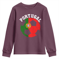 Portugal Soccer Youth Sweatshirt Portuguese Flag Soccer Ball Futebol Football Fan - Wonder Print Shop