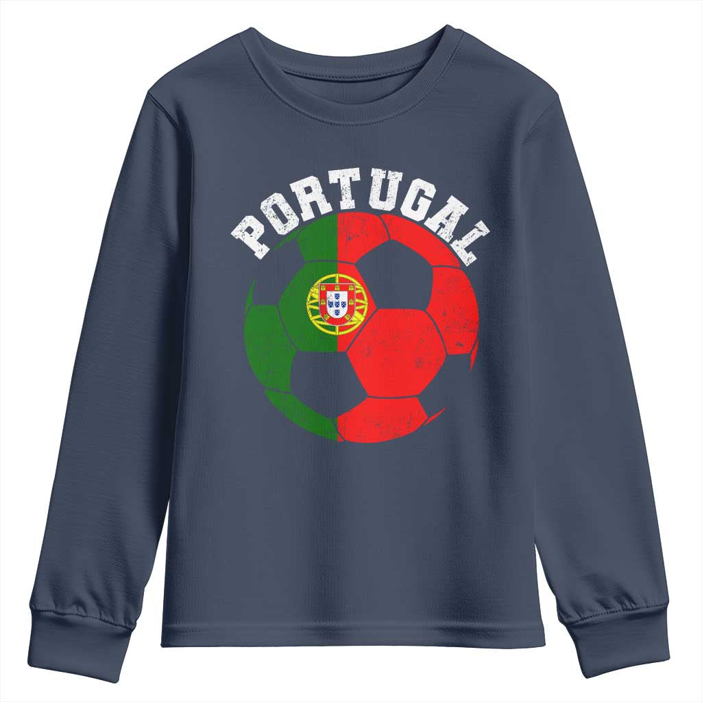 Portugal Soccer Youth Sweatshirt Portuguese Flag Soccer Ball Futebol Football Fan - Wonder Print Shop