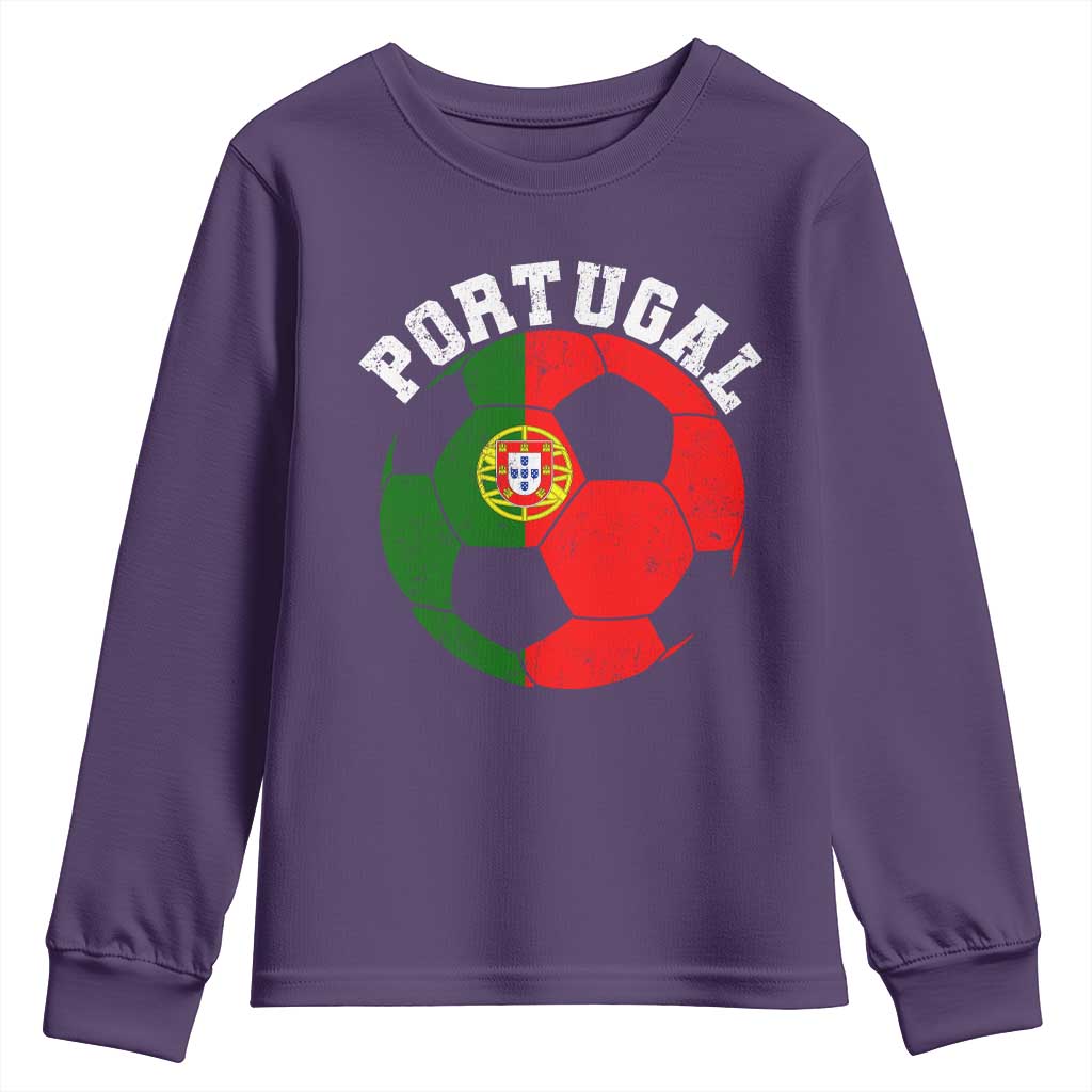 Portugal Soccer Youth Sweatshirt Portuguese Flag Soccer Ball Futebol Football Fan - Wonder Print Shop