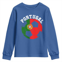 Portugal Soccer Youth Sweatshirt Portuguese Flag Soccer Ball Futebol Football Fan - Wonder Print Shop