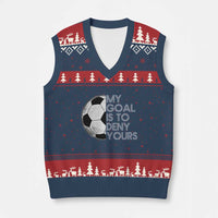 Soccer Goalie V-Neck Knit Sweater Vest My Goal Is To Deny Yours Distressed Goalkeeper