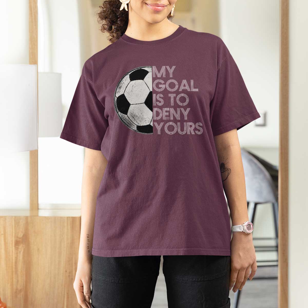 Soccer Goalie T Shirt For Women My Goal Is To Deny Yours Distressed Goalkeeper