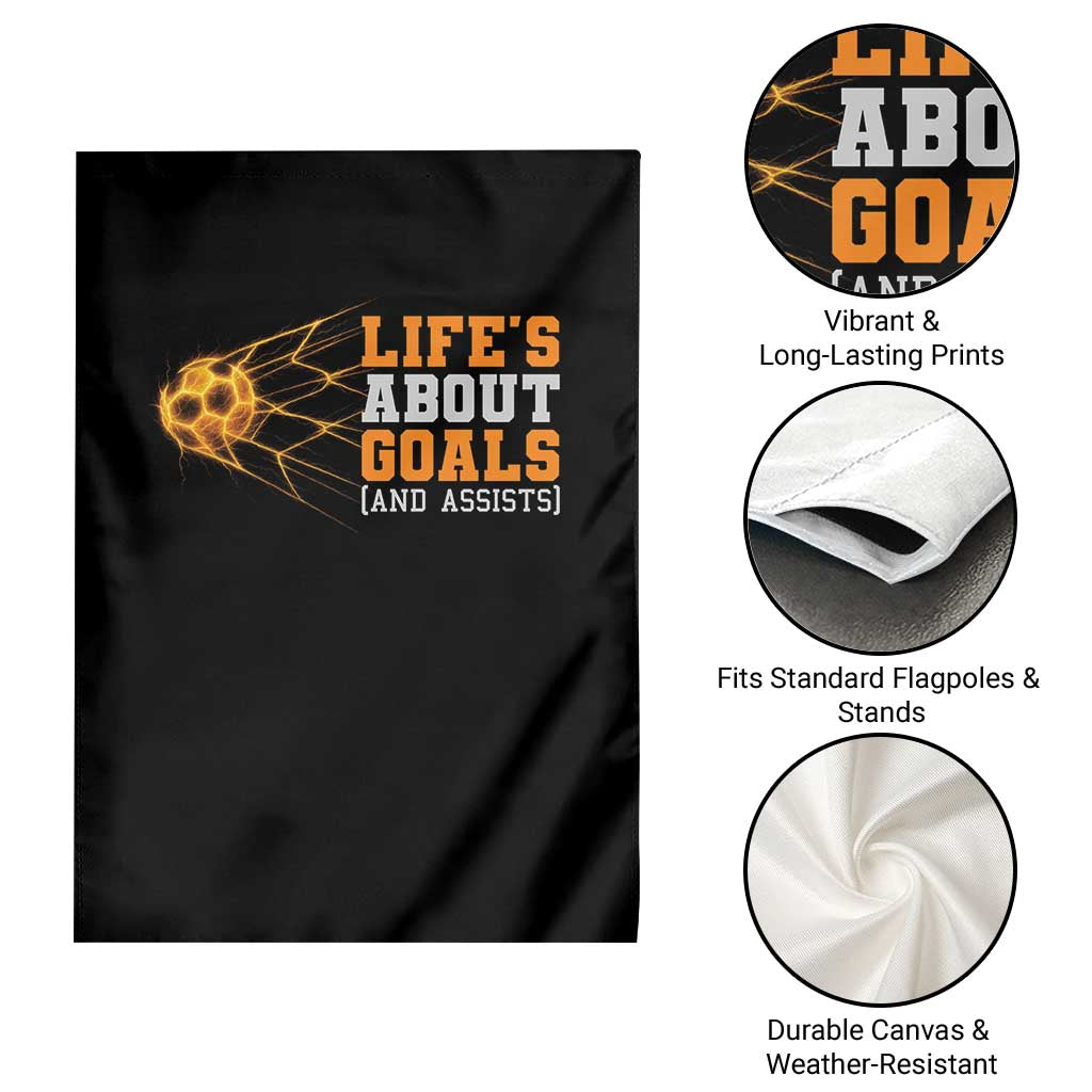 Funny Soccer Garden Flag Life Is About Goals And Assists Youth Soccer - Wonder Print Shop