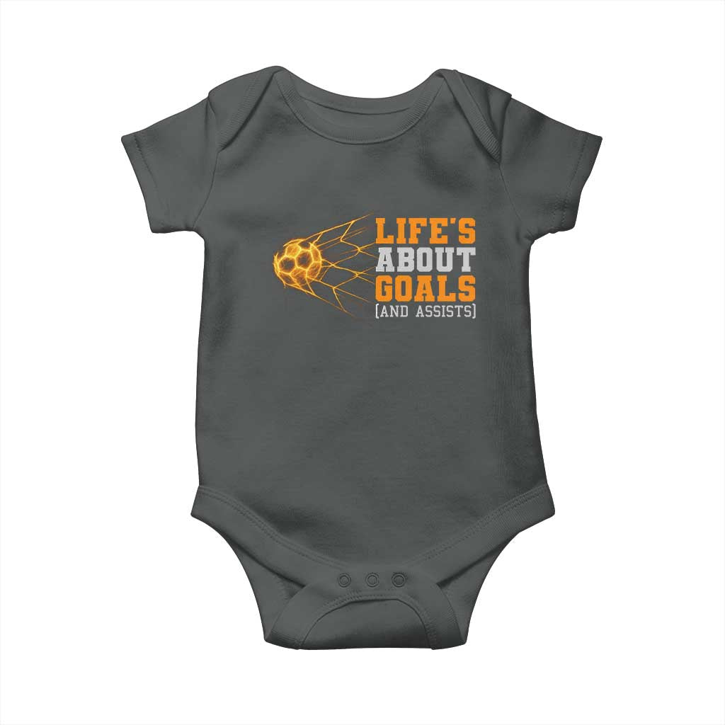 Funny Soccer Baby Onesie Life Is About Goals And Assists Youth Soccer - Wonder Print Shop