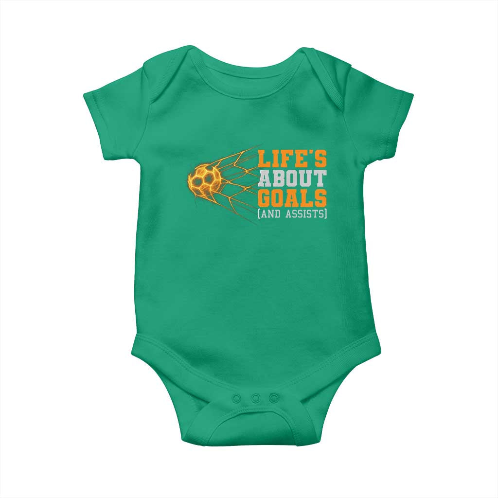 Funny Soccer Baby Onesie Life Is About Goals And Assists Youth Soccer - Wonder Print Shop