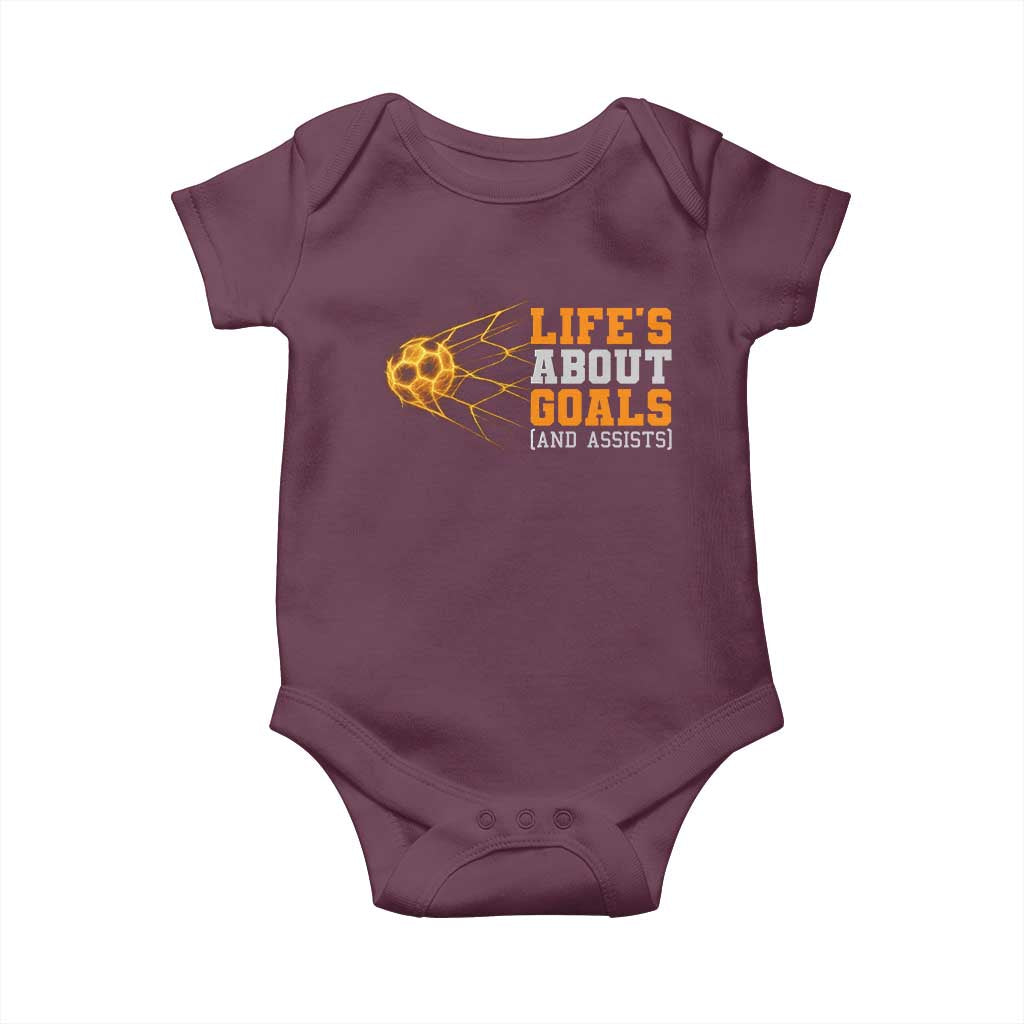 Funny Soccer Baby Onesie Life Is About Goals And Assists Youth Soccer - Wonder Print Shop