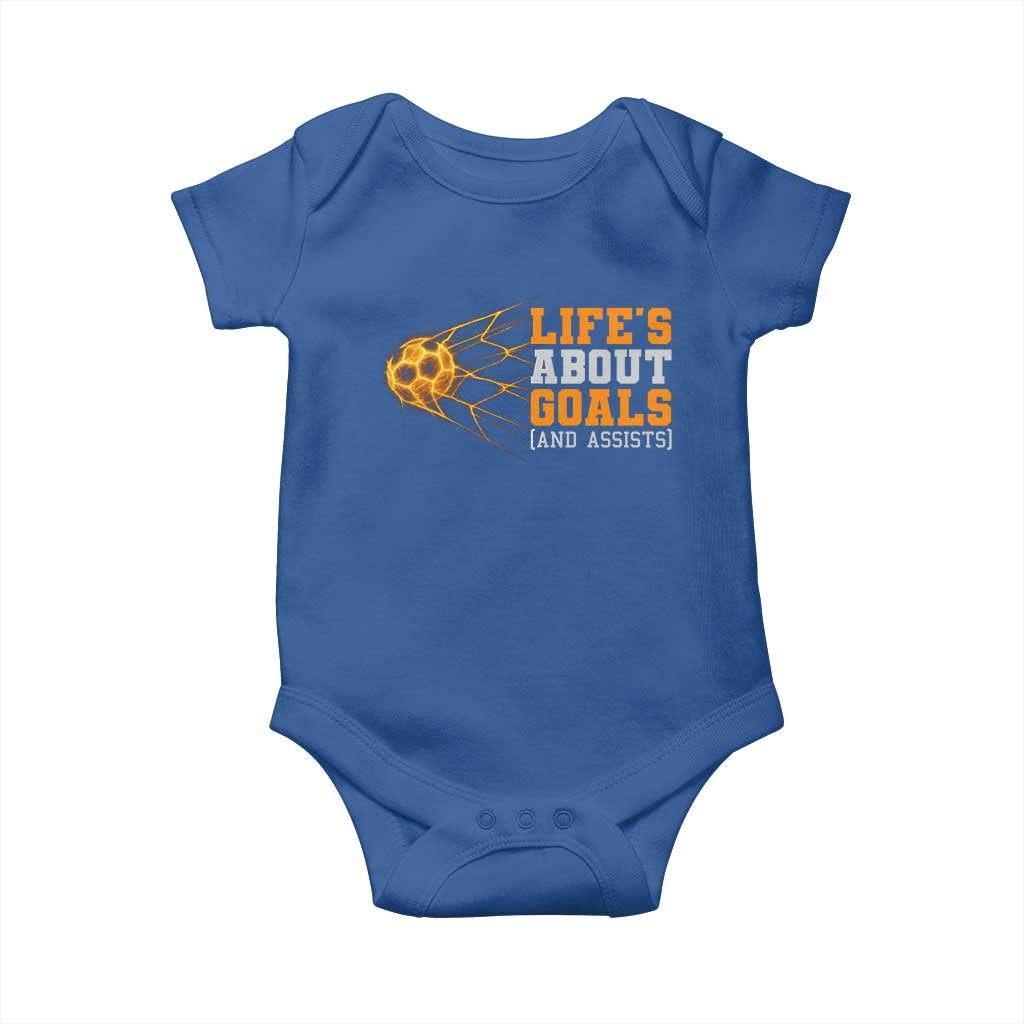 Funny Soccer Baby Onesie Life Is About Goals And Assists Youth Soccer - Wonder Print Shop