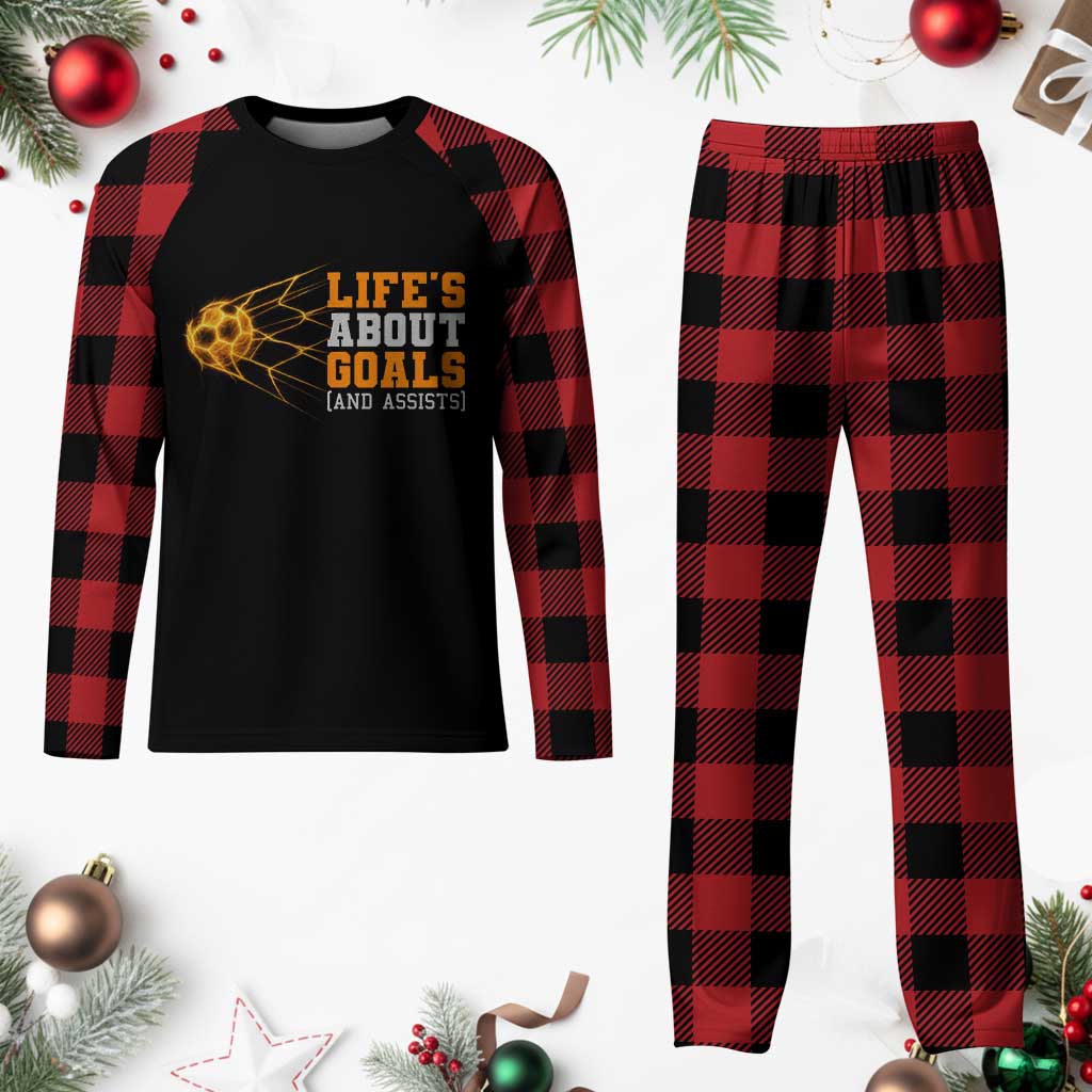Funny Soccer Plaid Pajama Set Life Is About Goals And Assists Youth Soccer - Wonder Print Shop