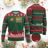 Funny Soccer Ugly Christmas Sweater Life Is About Goals And Assists Youth Soccer - Wonder Print Shop