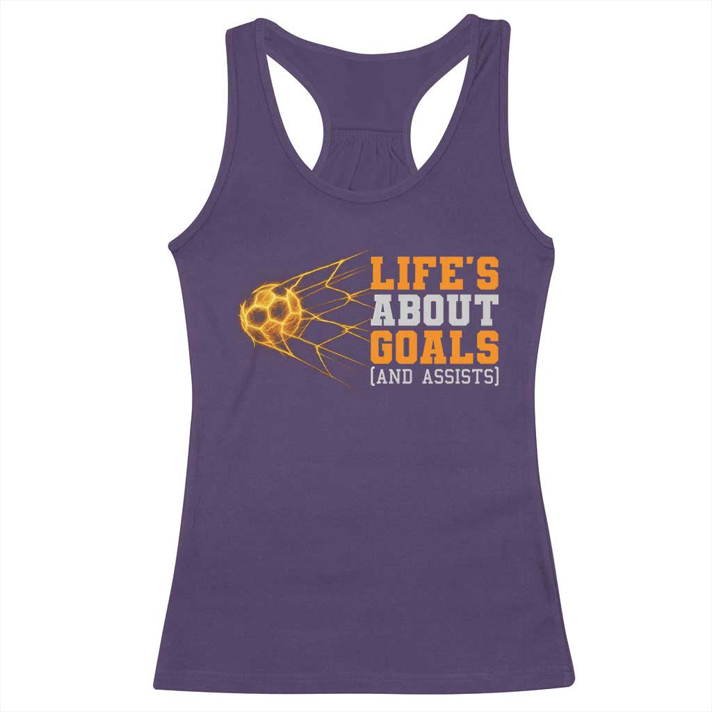 Funny Soccer Racerback Tank Top Life Is About Goals And Assists Youth Soccer - Wonder Print Shop