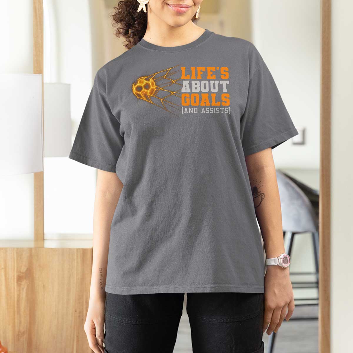 Funny Soccer T Shirt For Women Life Is About Goals And Assists Youth Soccer - Wonder Print Shop