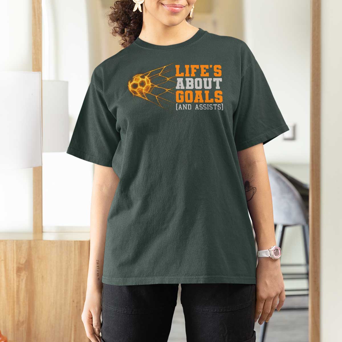 Funny Soccer T Shirt For Women Life Is About Goals And Assists Youth Soccer - Wonder Print Shop