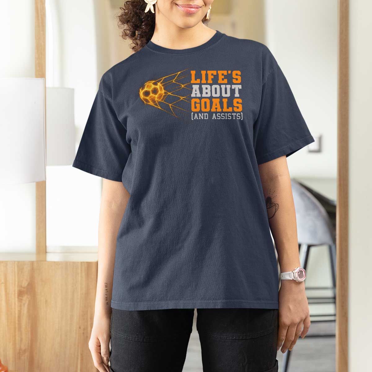 Funny Soccer T Shirt For Women Life Is About Goals And Assists Youth Soccer - Wonder Print Shop