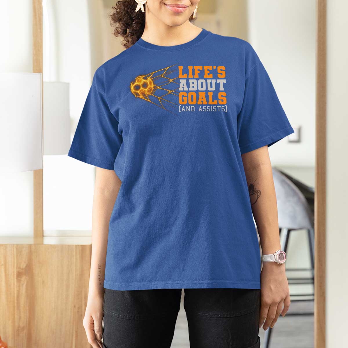 Funny Soccer T Shirt For Women Life Is About Goals And Assists Youth Soccer - Wonder Print Shop
