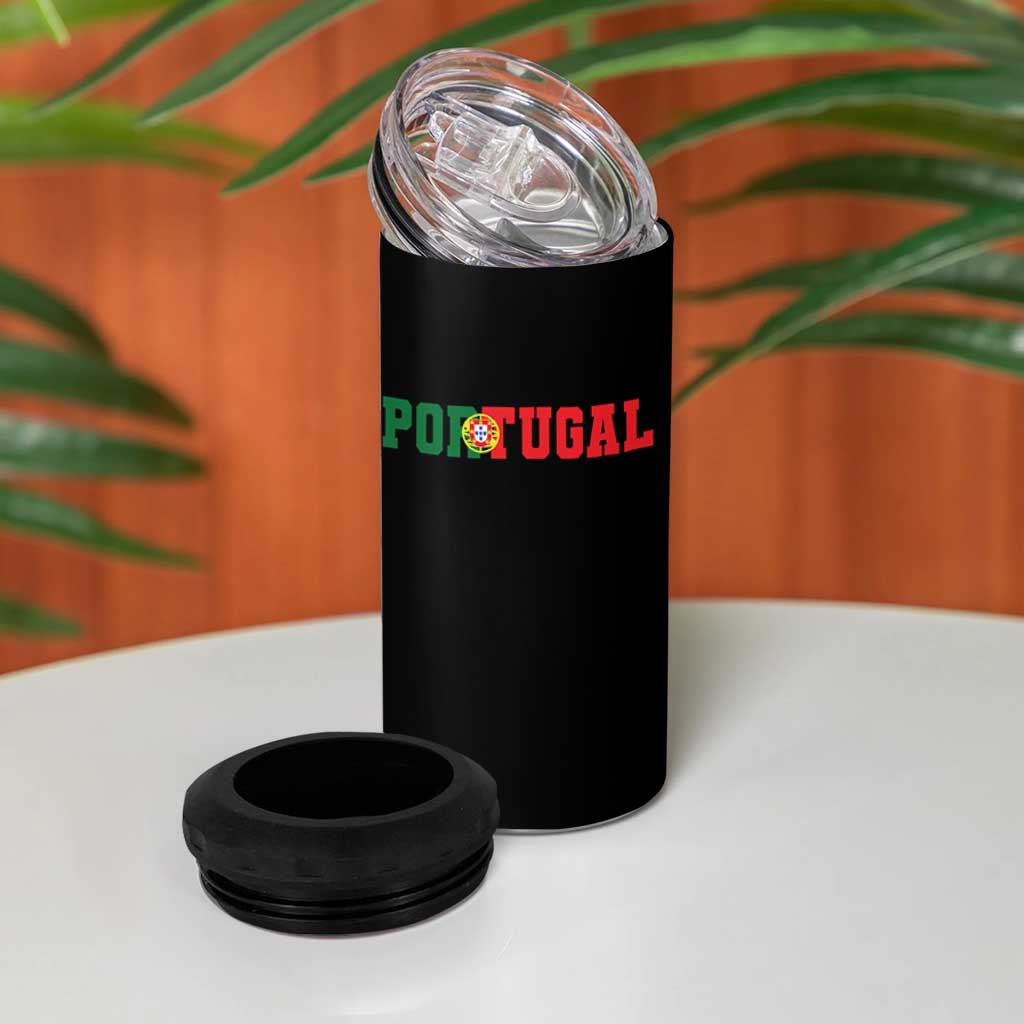 Vintage Portugal 4 in 1 Can Cooler Tumbler Classic Portuguese Flag Retro Varsity Futebol - Wonder Print Shop