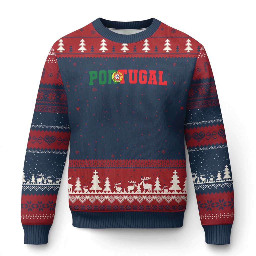 Vintage Portugal Ugly Christmas Sweater Classic Portuguese Flag Retro Varsity Futebol - Wonder Print Shop