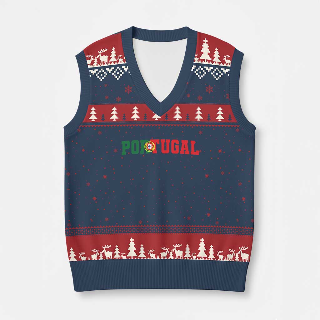 Vintage Portugal V-Neck Knit Sweater Vest Classic Portuguese Flag Retro Varsity Futebol - Wonder Print Shop