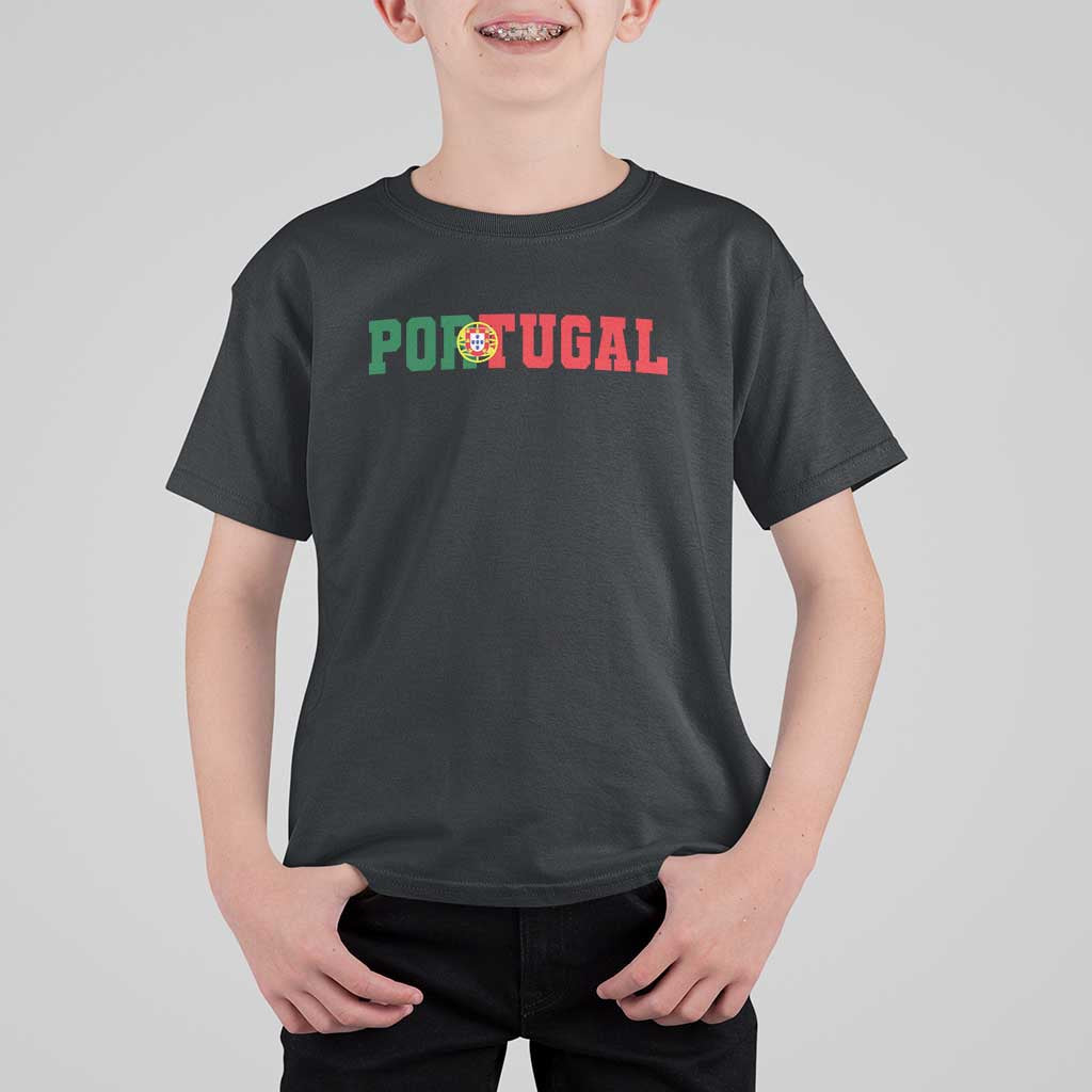 Vintage Portugal T Shirt For Kid Classic Portuguese Flag Retro Varsity Futebol - Wonder Print Shop