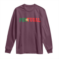 Vintage Portugal Long Sleeve Shirt Classic Portuguese Flag Retro Varsity Futebol - Wonder Print Shop