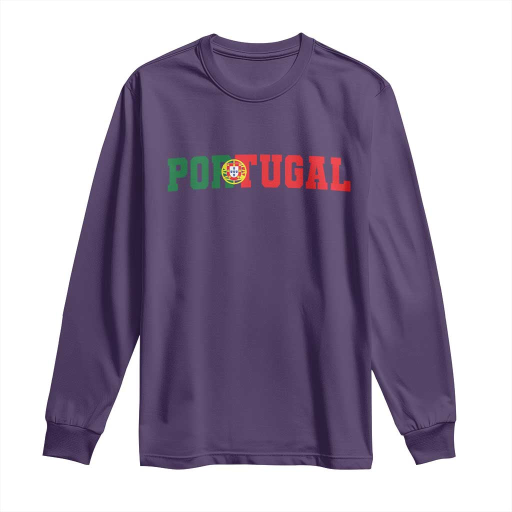 Vintage Portugal Long Sleeve Shirt Classic Portuguese Flag Retro Varsity Futebol - Wonder Print Shop