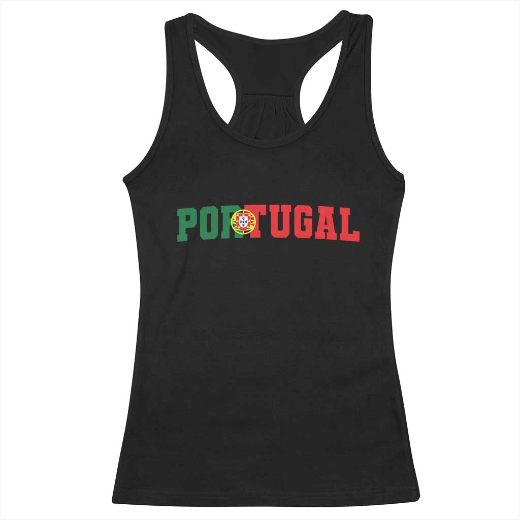 Vintage Portugal Racerback Tank Top Classic Portuguese Flag Retro Varsity Futebol - Wonder Print Shop