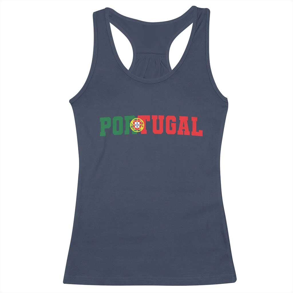 Vintage Portugal Racerback Tank Top Classic Portuguese Flag Retro Varsity Futebol - Wonder Print Shop