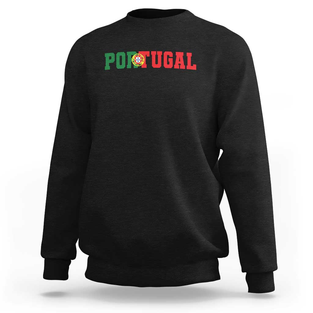 Vintage Portugal Sweatshirt Classic Portuguese Flag Retro Varsity Futebol - Wonder Print Shop