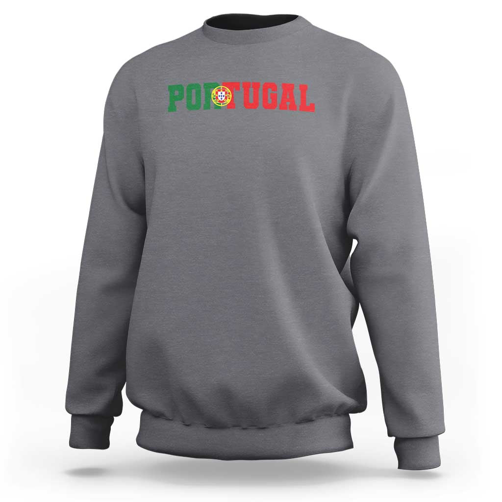 Vintage Portugal Sweatshirt Classic Portuguese Flag Retro Varsity Futebol - Wonder Print Shop
