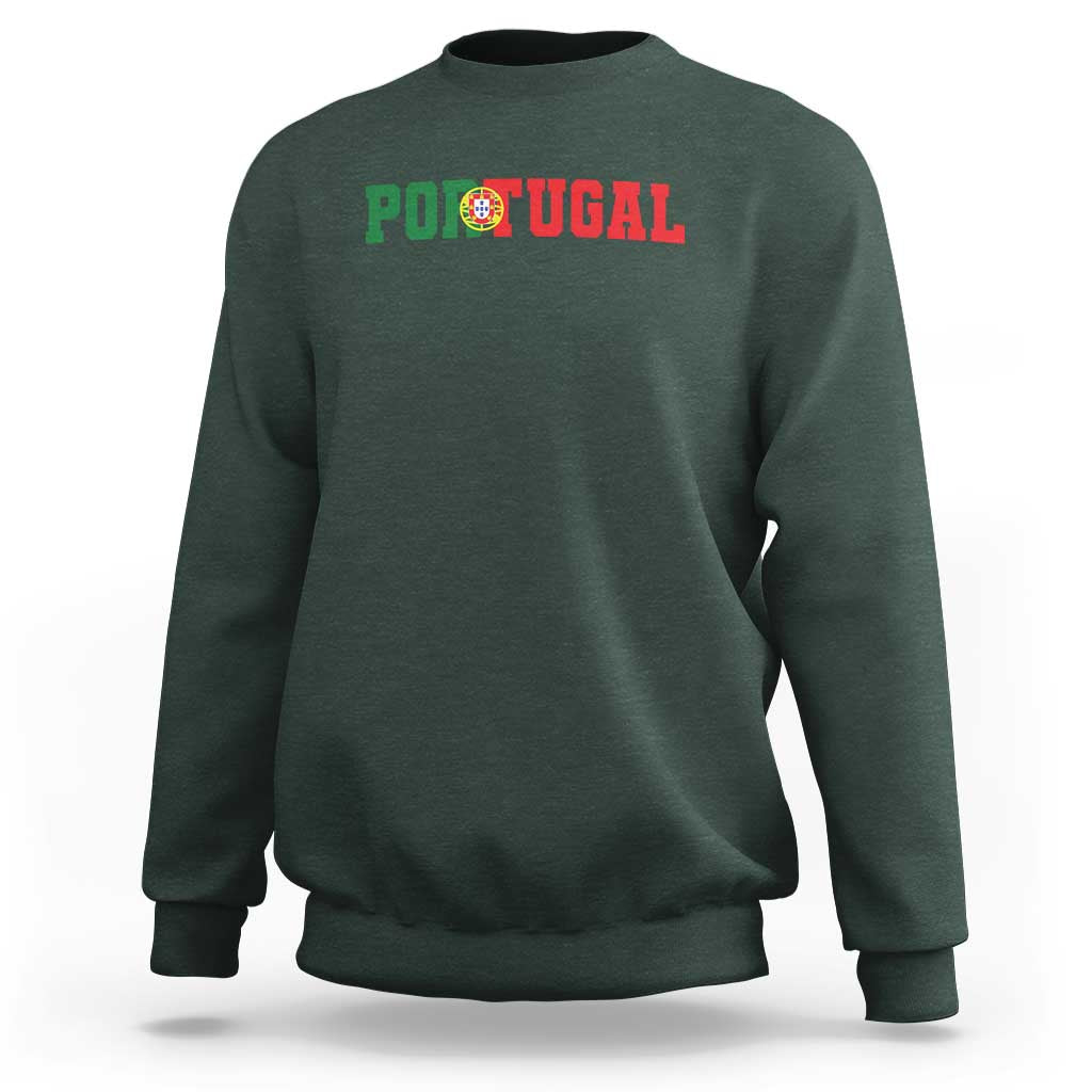 Vintage Portugal Sweatshirt Classic Portuguese Flag Retro Varsity Futebol - Wonder Print Shop