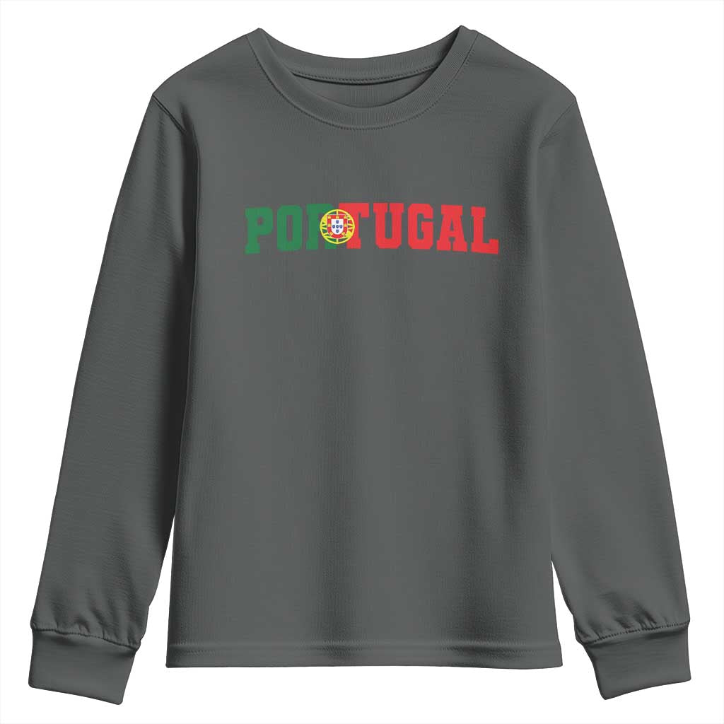 Vintage Portugal Youth Sweatshirt Classic Portuguese Flag Retro Varsity Futebol - Wonder Print Shop