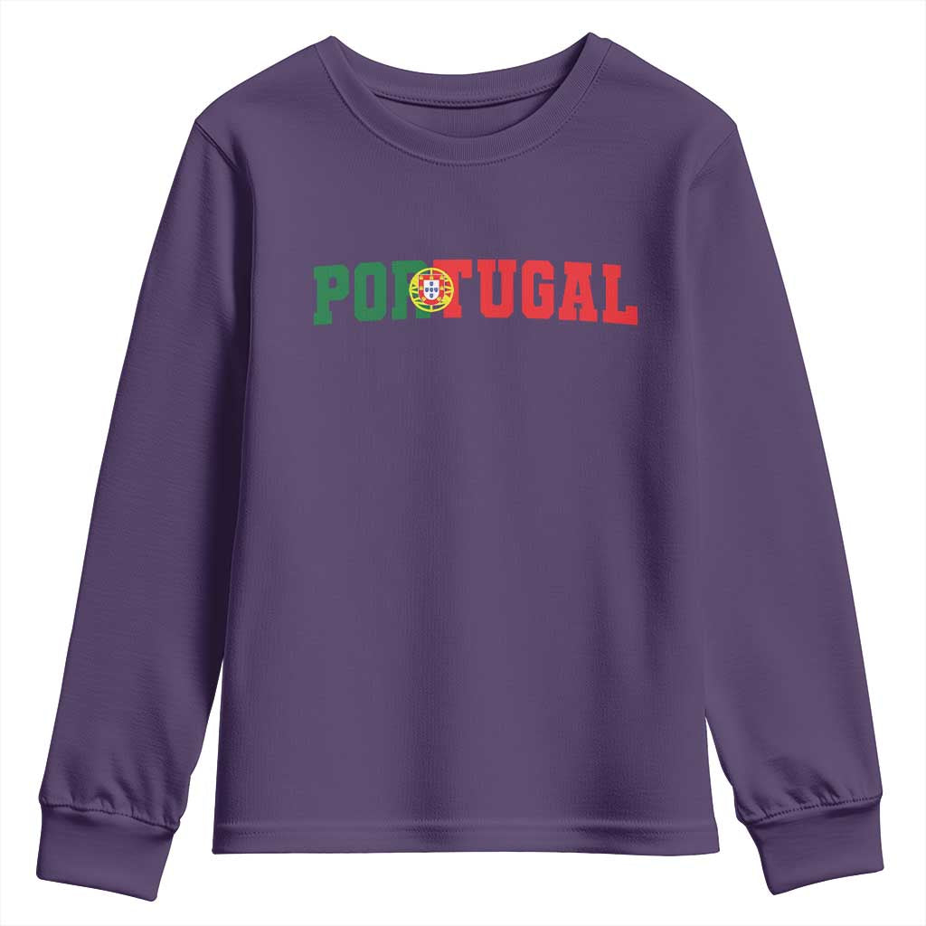 Vintage Portugal Youth Sweatshirt Classic Portuguese Flag Retro Varsity Futebol - Wonder Print Shop