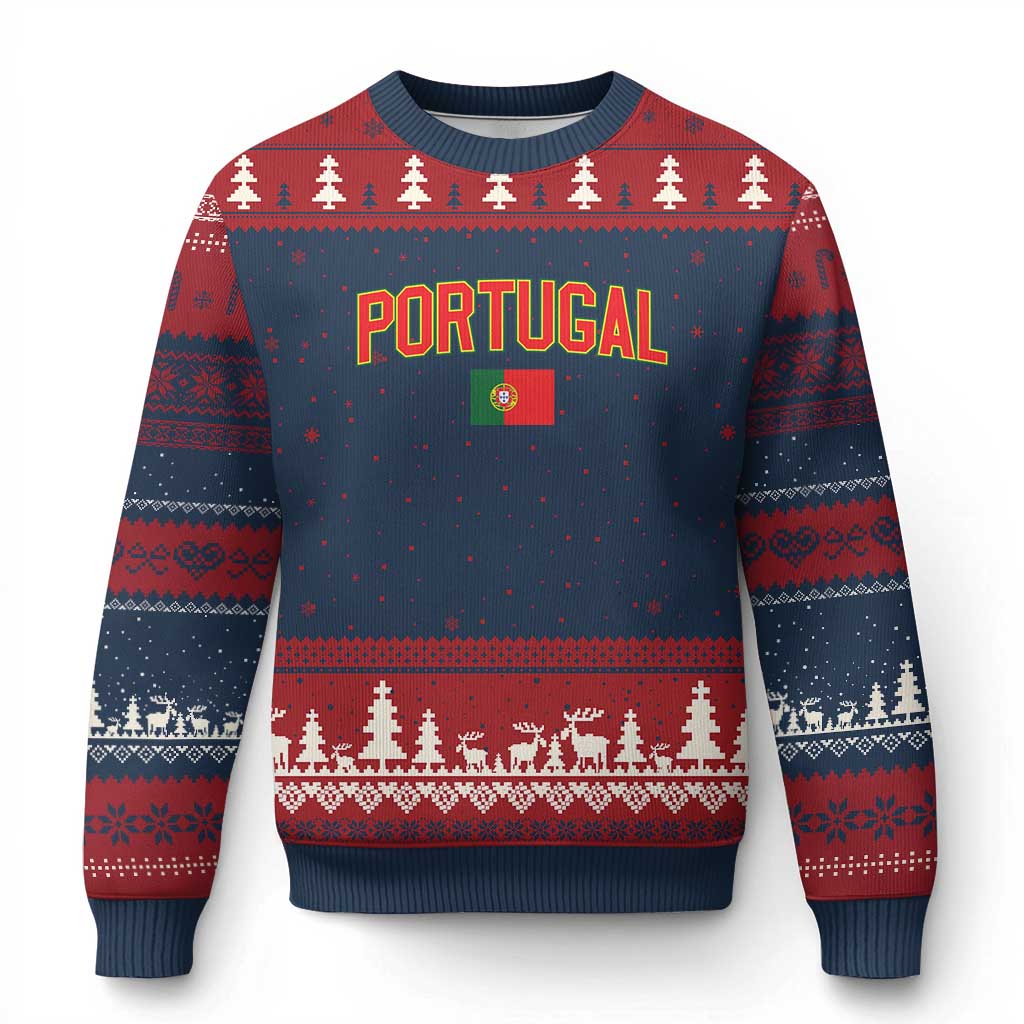 Portugal Ugly Christmas Sweater Portuguese Flag Futebol Fan - Wonder Print Shop