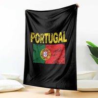 Portugal Flag Throw Blanket Retro Vintage Portuguese Flags Futebol - Wonder Print Shop
