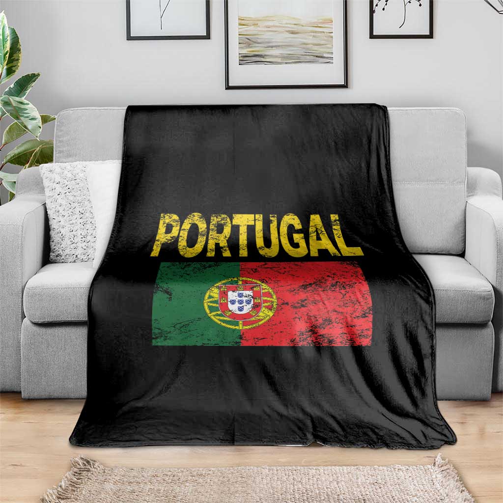 Portugal Flag Throw Blanket Retro Vintage Portuguese Flags Futebol - Wonder Print Shop