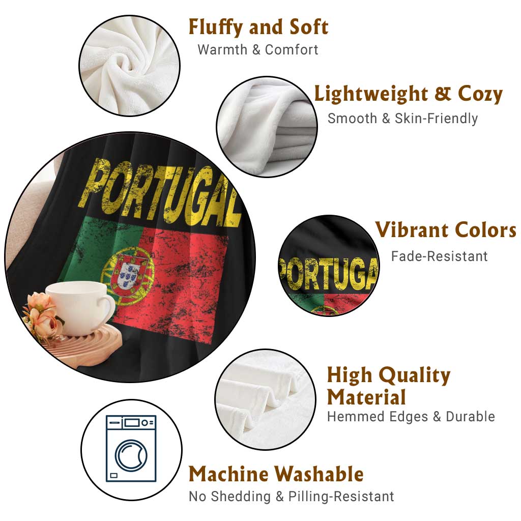 Portugal Flag Throw Blanket Retro Vintage Portuguese Flags Futebol - Wonder Print Shop