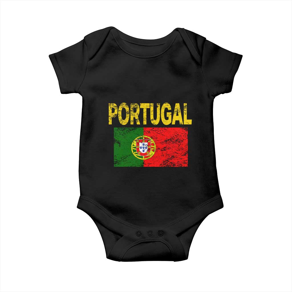 Portugal Flag Baby Onesie Retro Vintage Portuguese Flags Futebol - Wonder Print Shop