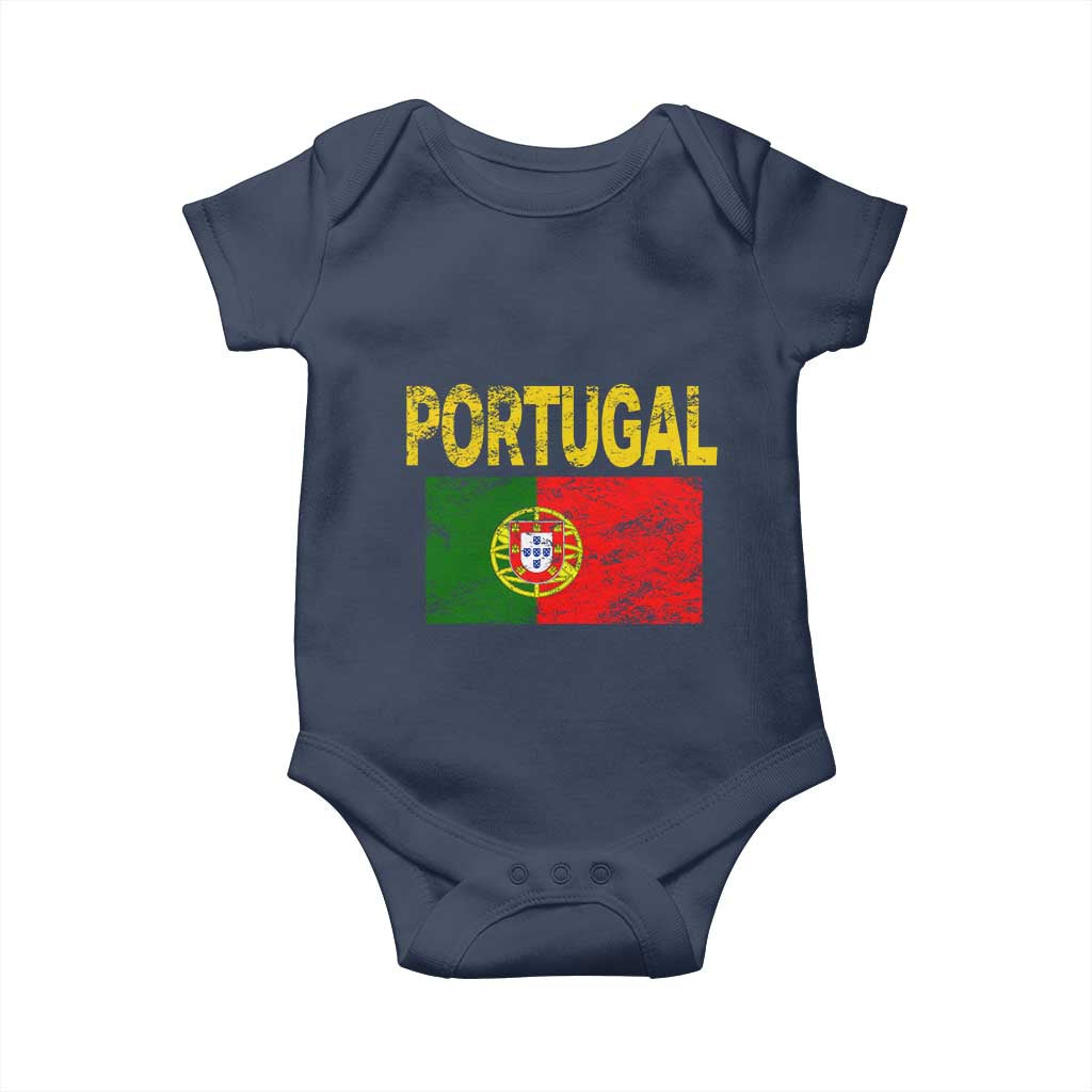 Portugal Flag Baby Onesie Retro Vintage Portuguese Flags Futebol - Wonder Print Shop