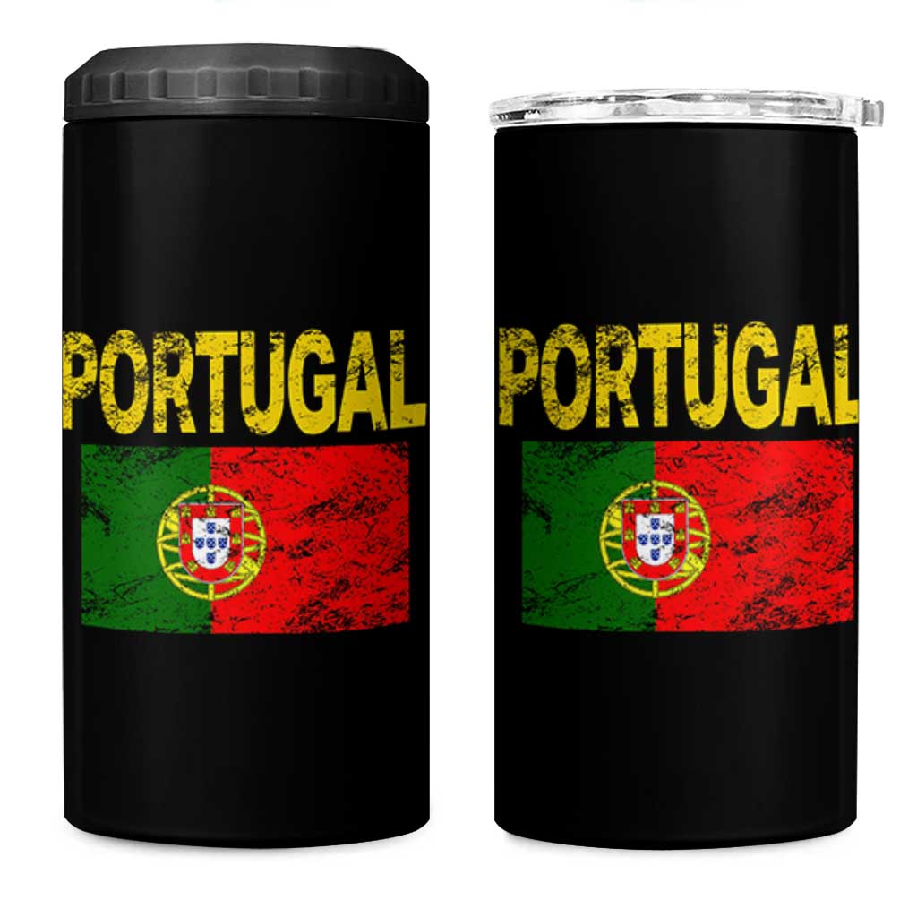 Portugal Flag 4 in 1 Can Cooler Tumbler Retro Vintage Portuguese Flags Futebol - Wonder Print Shop