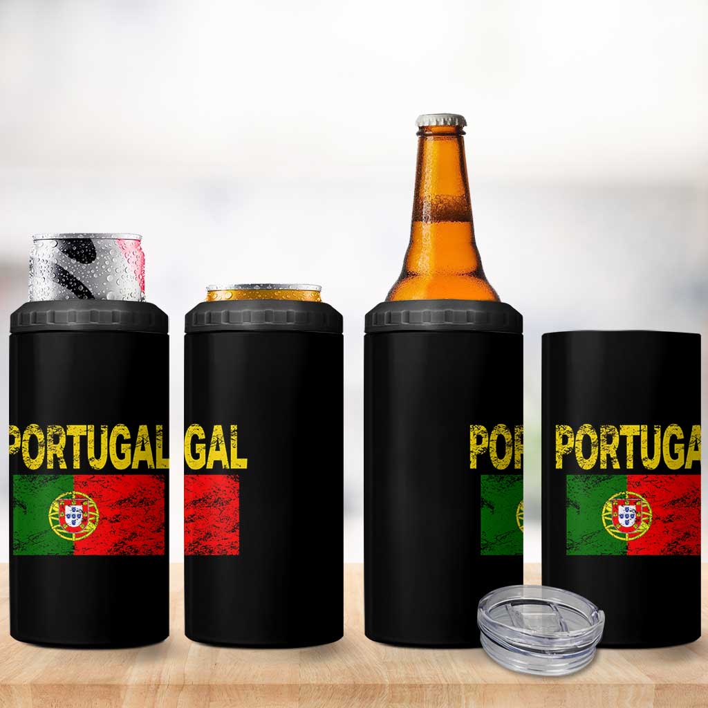 Portugal Flag 4 in 1 Can Cooler Tumbler Retro Vintage Portuguese Flags Futebol - Wonder Print Shop
