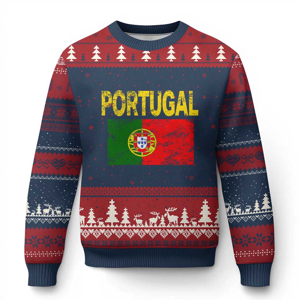 Portugal Flag Ugly Christmas Sweater Retro Vintage Portuguese Flags Futebol - Wonder Print Shop