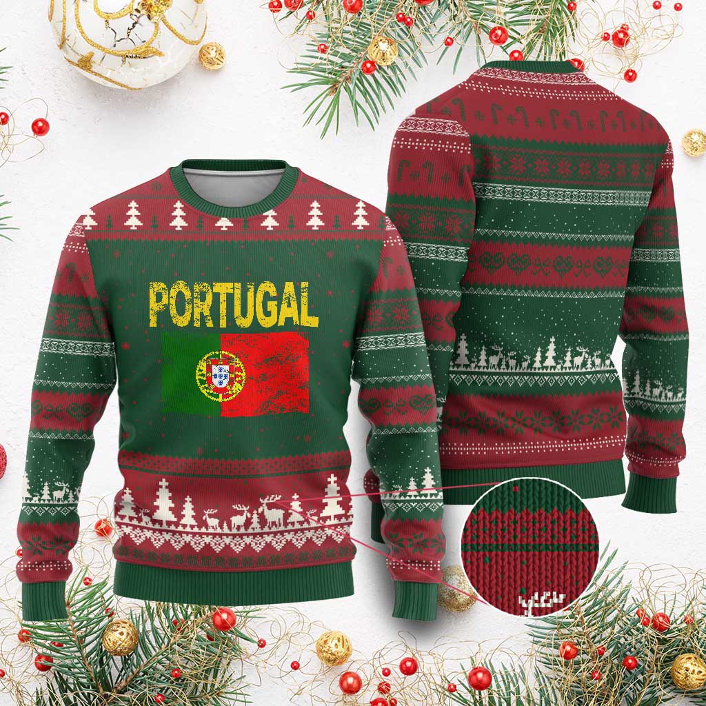 Portugal Flag Ugly Christmas Sweater Retro Vintage Portuguese Flags Futebol - Wonder Print Shop
