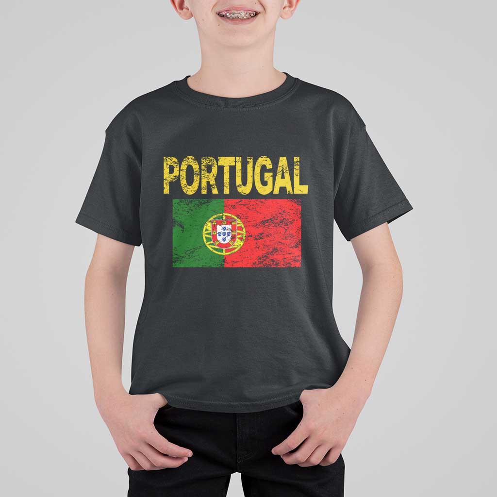 Portugal Flag T Shirt For Kid Retro Vintage Portuguese Flags Futebol - Wonder Print Shop