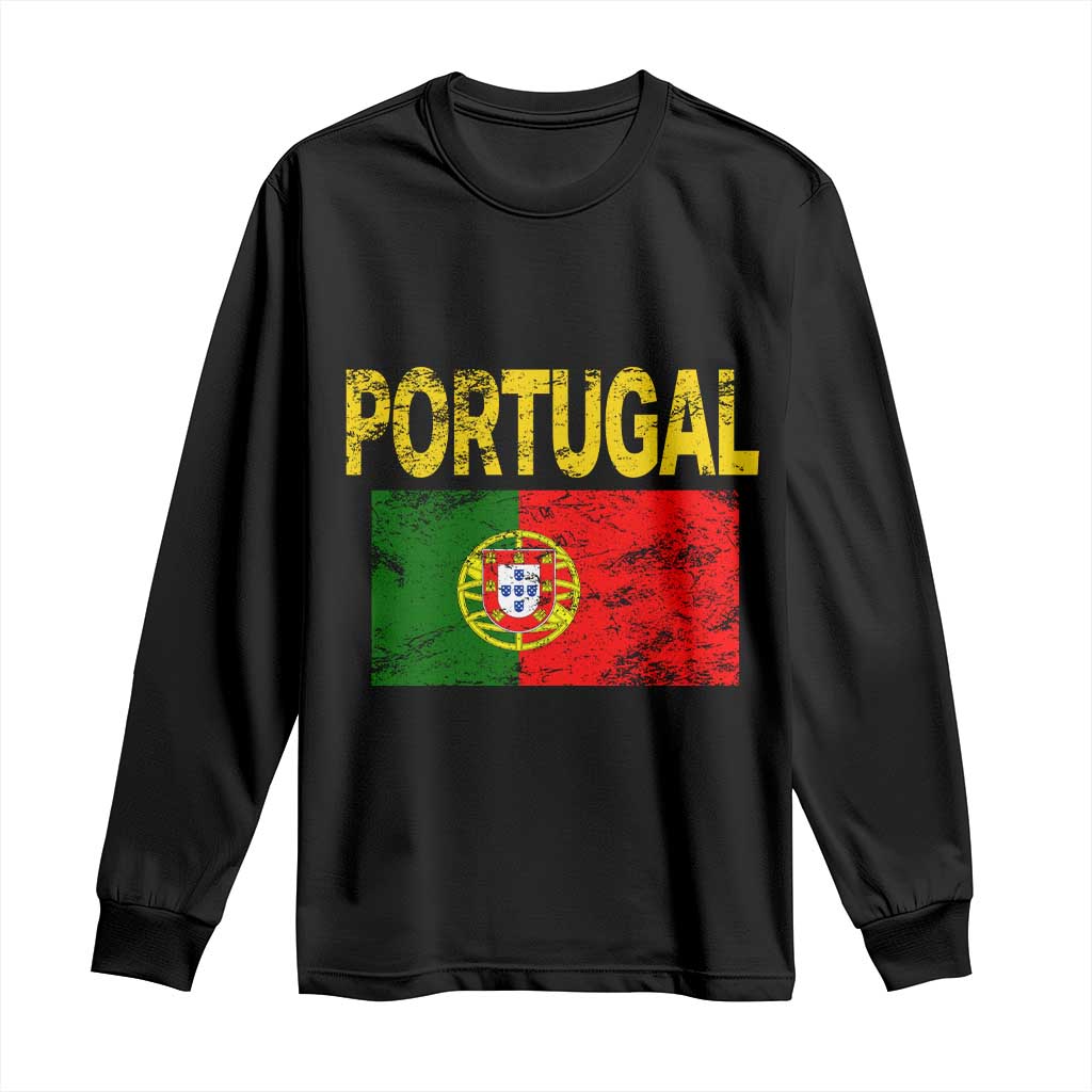 Portugal Flag Long Sleeve Shirt Retro Vintage Portuguese Flags Futebol - Wonder Print Shop