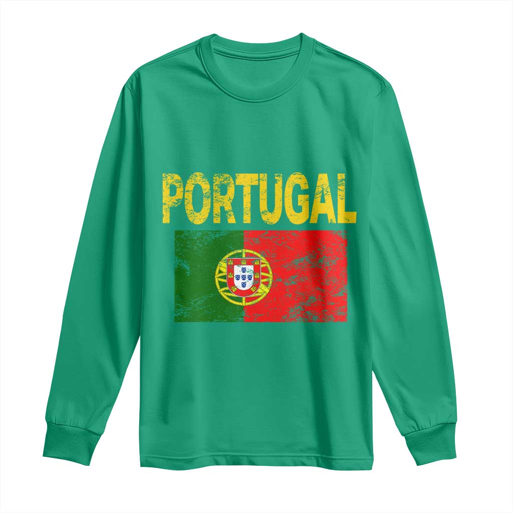 Portugal Flag Long Sleeve Shirt Retro Vintage Portuguese Flags Futebol - Wonder Print Shop