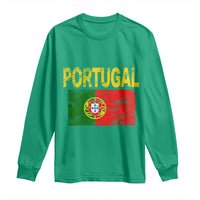 Portugal Flag Long Sleeve Shirt Retro Vintage Portuguese Flags Futebol - Wonder Print Shop