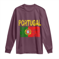 Portugal Flag Long Sleeve Shirt Retro Vintage Portuguese Flags Futebol - Wonder Print Shop
