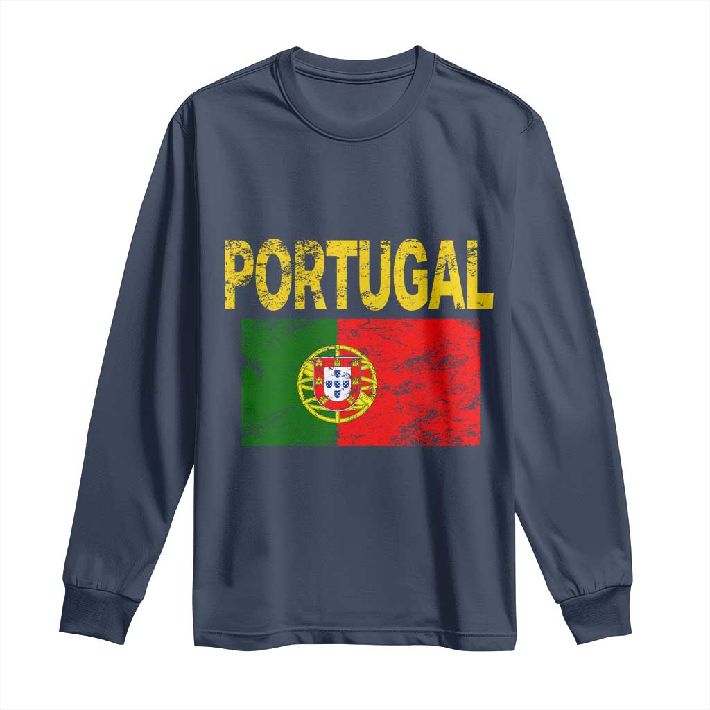 Portugal Flag Long Sleeve Shirt Retro Vintage Portuguese Flags Futebol - Wonder Print Shop