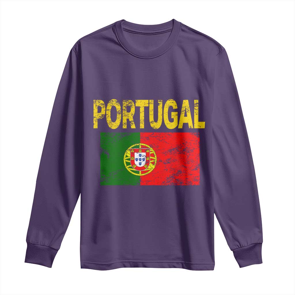 Portugal Flag Long Sleeve Shirt Retro Vintage Portuguese Flags Futebol - Wonder Print Shop