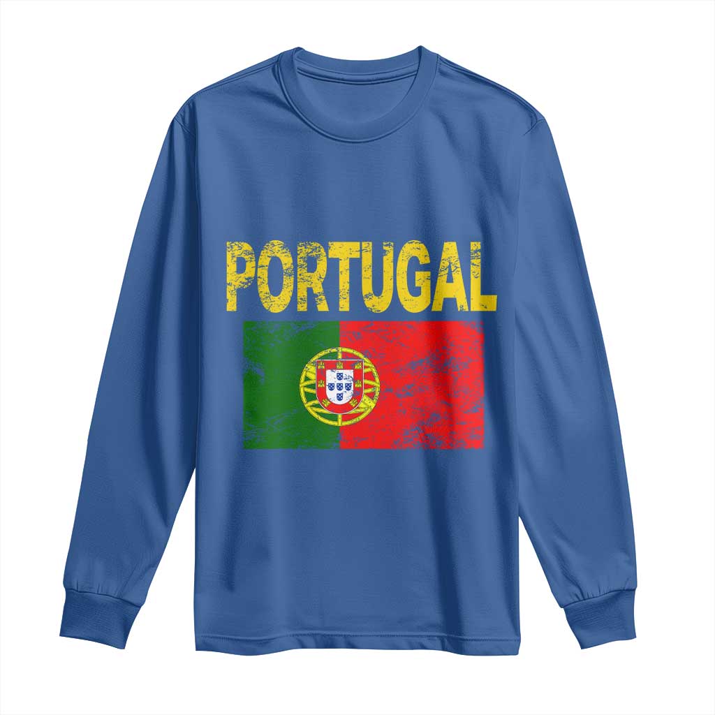 Portugal Flag Long Sleeve Shirt Retro Vintage Portuguese Flags Futebol - Wonder Print Shop